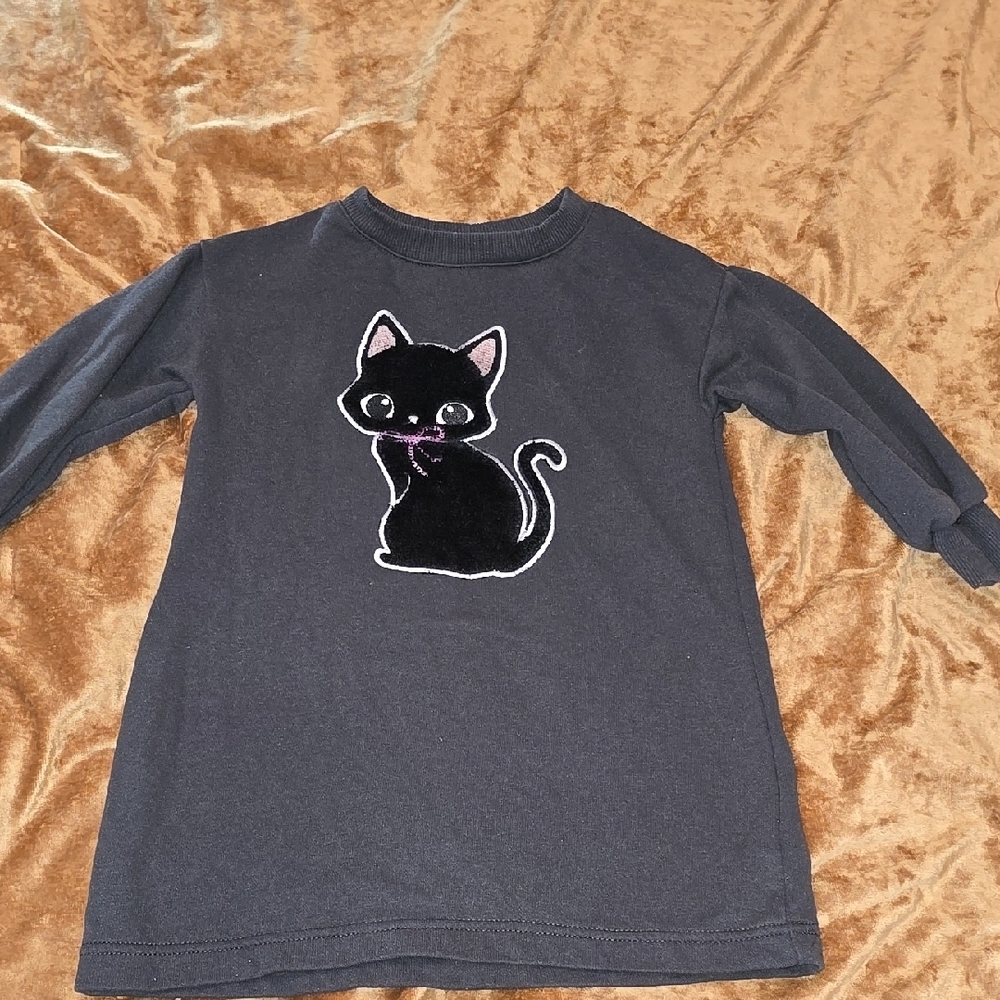 Black Cat Long Sleeve Sweater Dress 3/4T